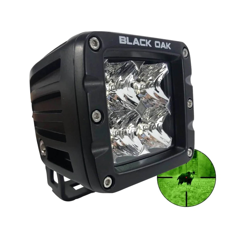 Black Oak - Pro Series Infrared Flood Pod Light - 2", 940nm, 20W, 1.7A, Black — Quality Boat Parts