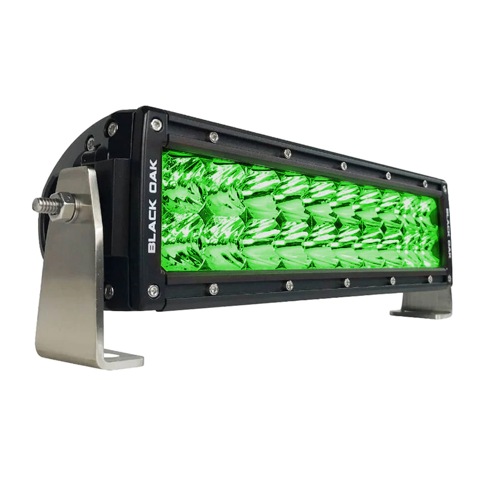 Black Oak - Double Row Combo Green Hog Hunting Light Bar - 10", 60W, Black — Quality Boat Parts