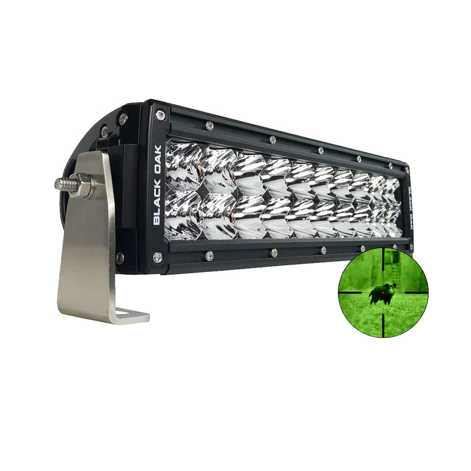 Black Oak - Pro Series Double Row Combo Infrared Light Bar - 10", 850nm, 100W, Black — Quality Boat Parts