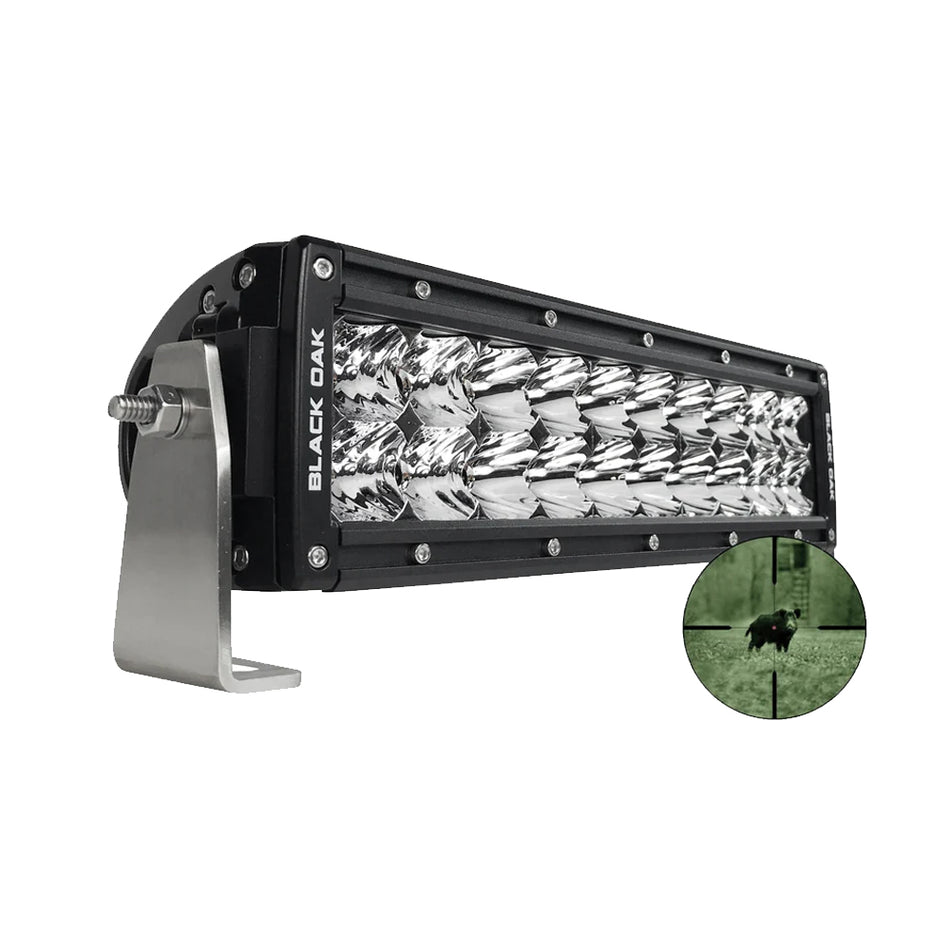 Black Oak - Pro Series Double Row Combo Infrared Light Bar - 10", 940nm, 100W, Black — Quality Boat Parts