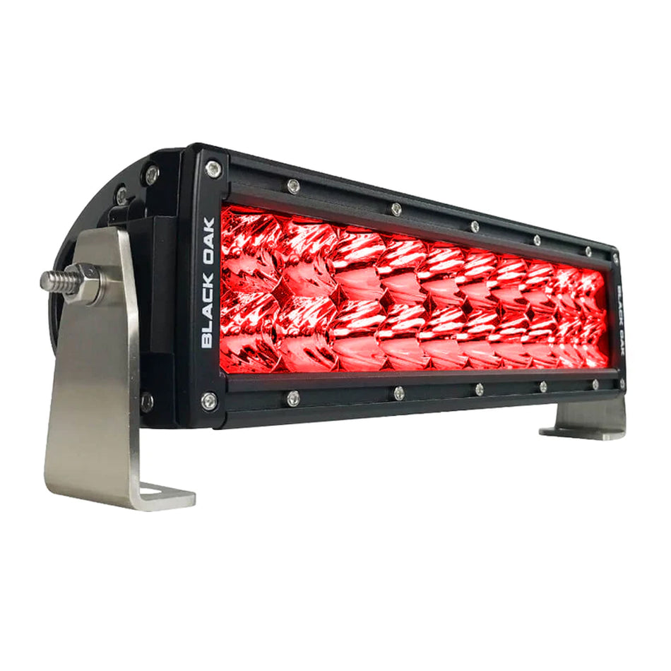 Black Oak - Double Row Combo Red Predator Hunting Light Bar - 10", 60W, 4A, Black — Quality Boat Parts