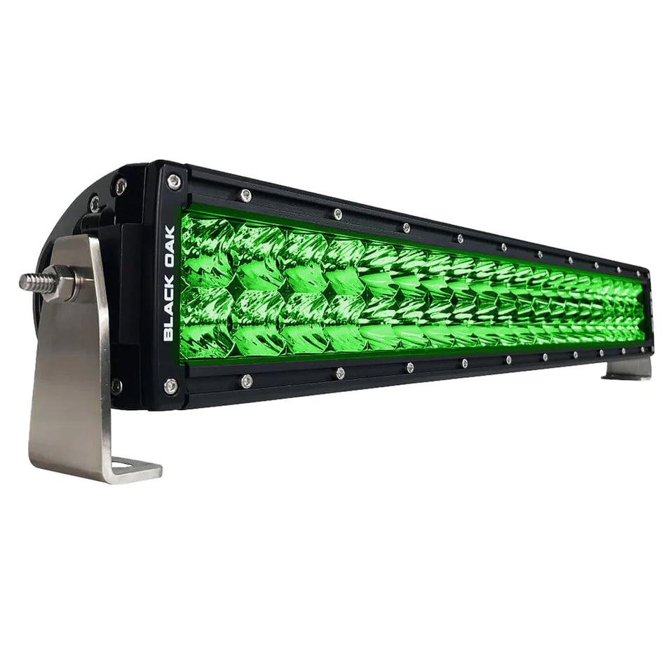 Black Oak - Curved Double Row Combo Green Hog Hunting Light Bar - 20", Black — Quality Boat Parts
