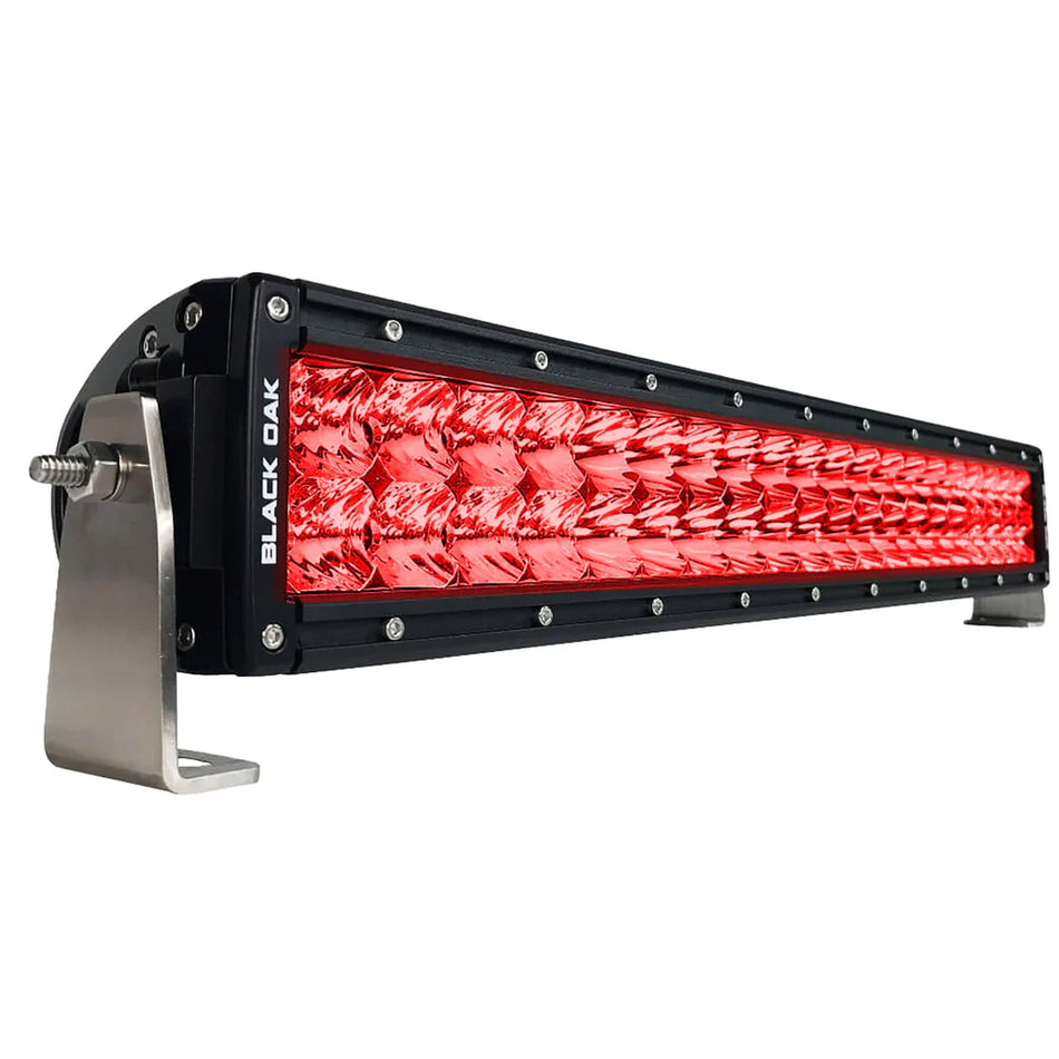 Black Oak - Curved Double Row Combo Red Predator Hunting Light Bar - 20", Black — Quality Boat Parts