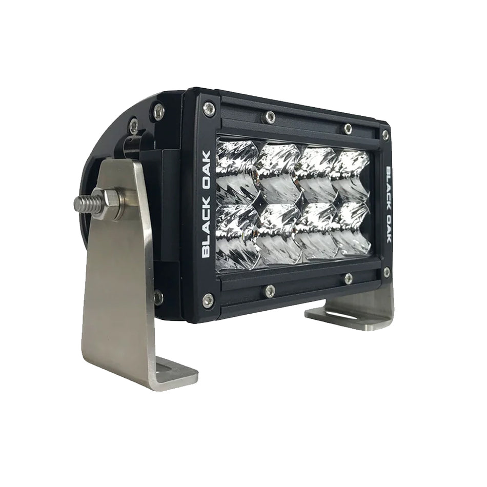 Black Oak - Pro Series Double Row Flood Light Bar - 4", 40W, IP69, Black — Quality Boat Parts