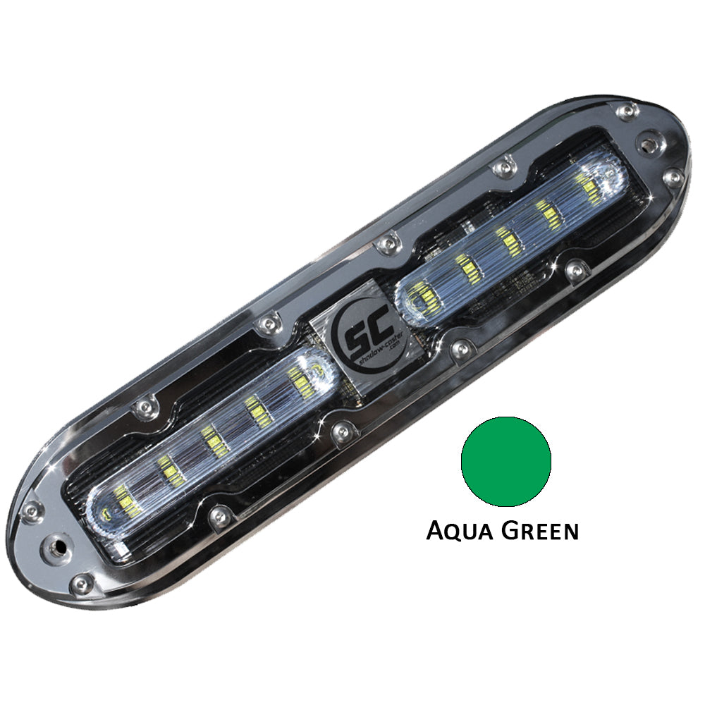 Shadow-Caster - SCM-10 LED Underwater Light - w/20' Cable, Stainless Steel Housing, Aqua Green — Quality Boat Parts