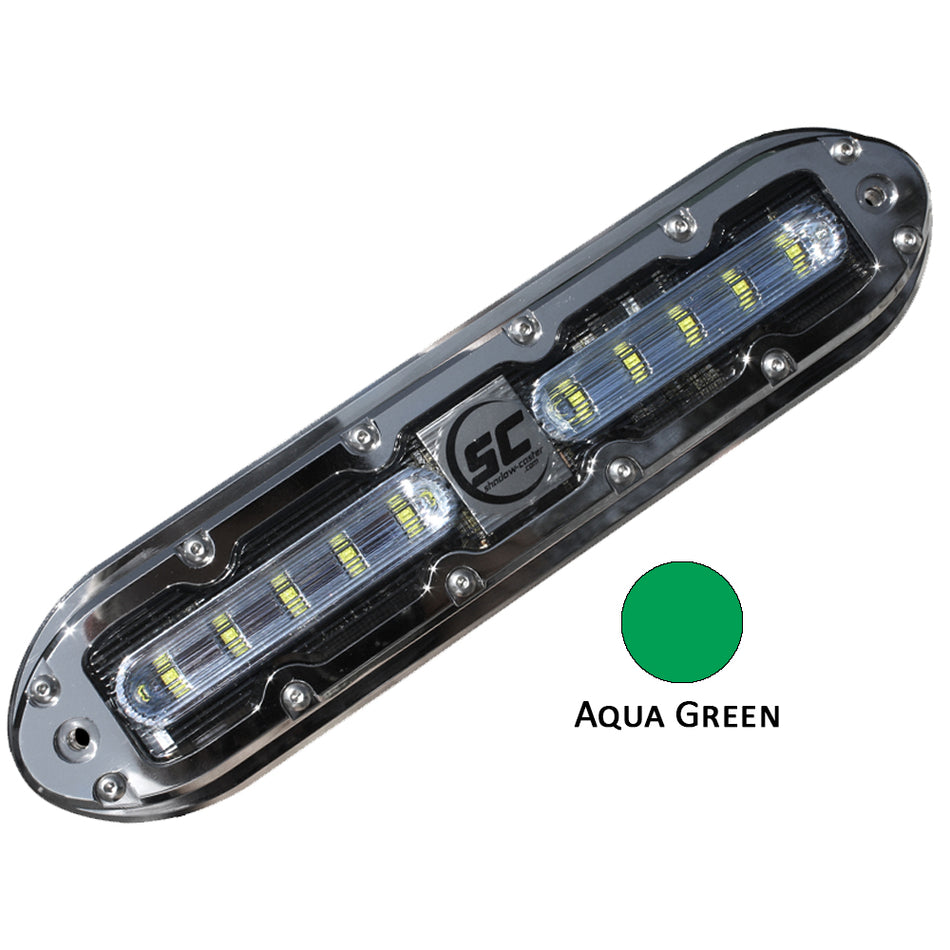 Shadow-Caster - SCM-10 LED Underwater Light - w/20' Cable, Stainless Steel Housing, Aqua Green — Quality Boat Parts