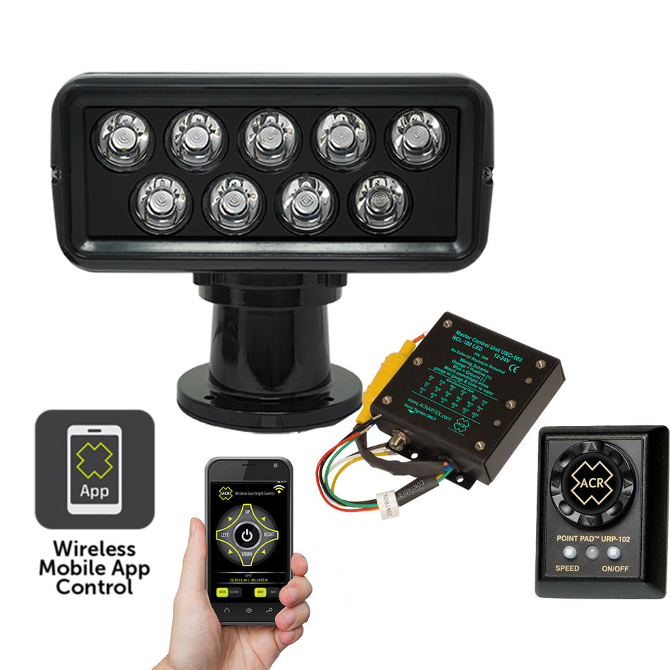 ACR - RCL-100 LED Searchlight with Wi-Fi Kit, 12/24V, Black — Quality Boat Parts