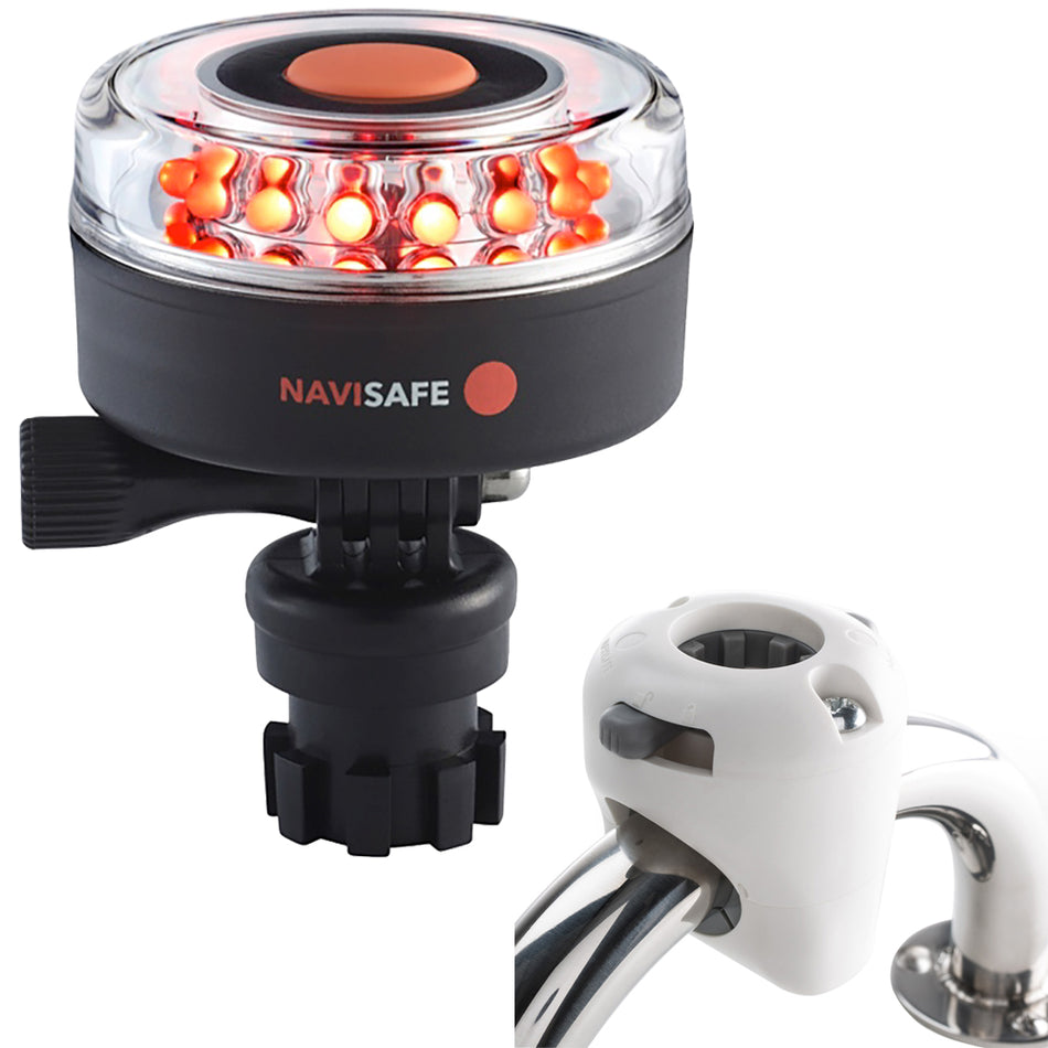 Navisafe - Navilight 360° - Red, 2NM, w/Navimount Base & Rail Mount, White — Quality Boat Parts