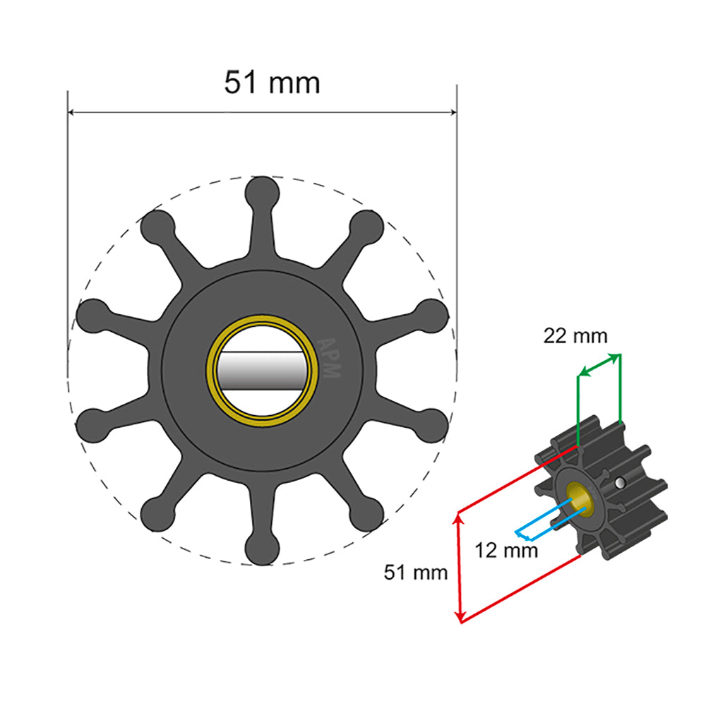 Albin - Premium Impeller - 10 Blade — Quality Boat Parts