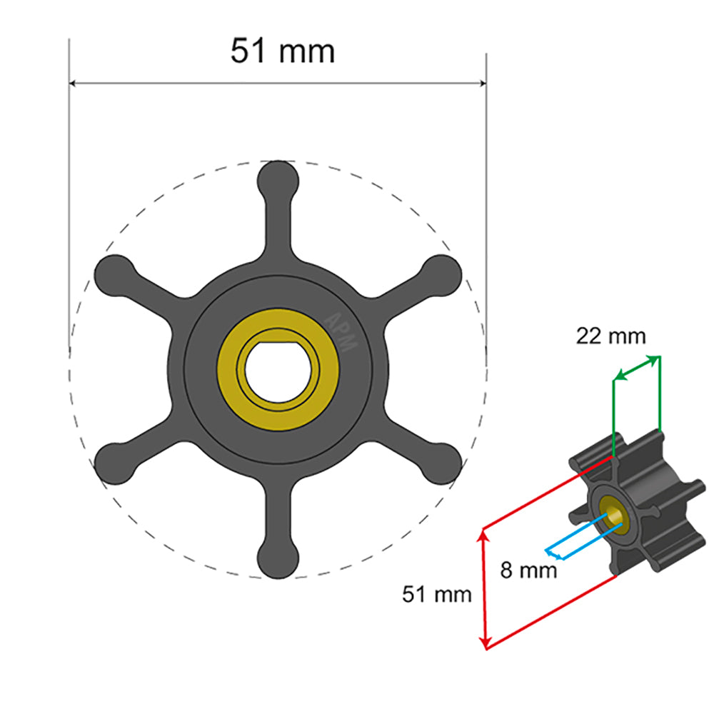 Albin Pump Marine - Premium Impeller - 6 Blade — Quality Boat Parts