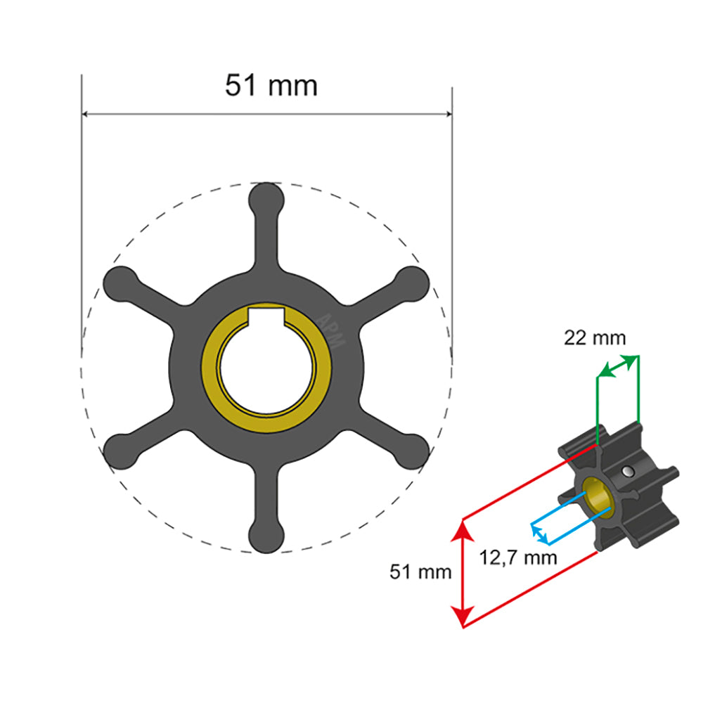 Albin Pump Marine - Premium Impeller - 6 Blade — Quality Boat Parts