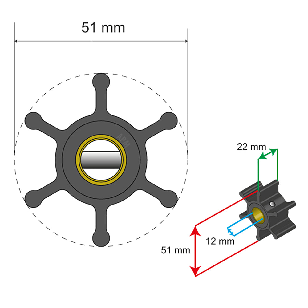 Albin Pump Marine - Premium Impeller - 6 Blade — Quality Boat Parts