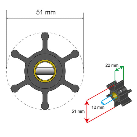 Albin Pump Marine - Premium Impeller - 6 Blade — Quality Boat Parts