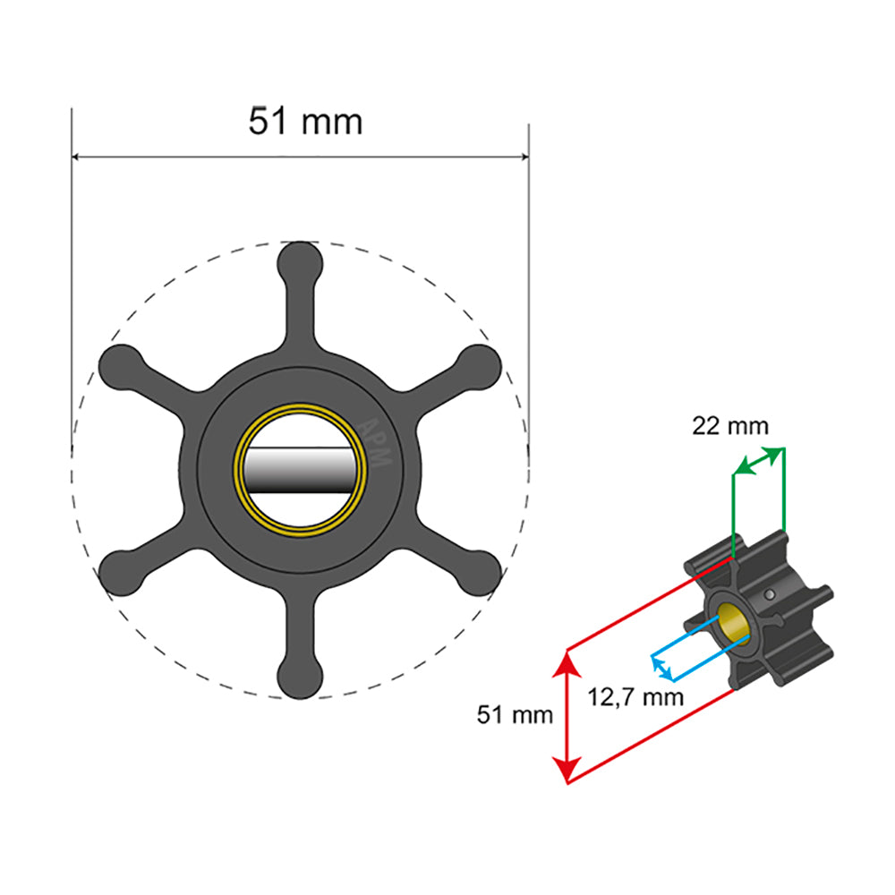 Albin Pump Marine - Premium Impeller - 6 Blade — Quality Boat Parts