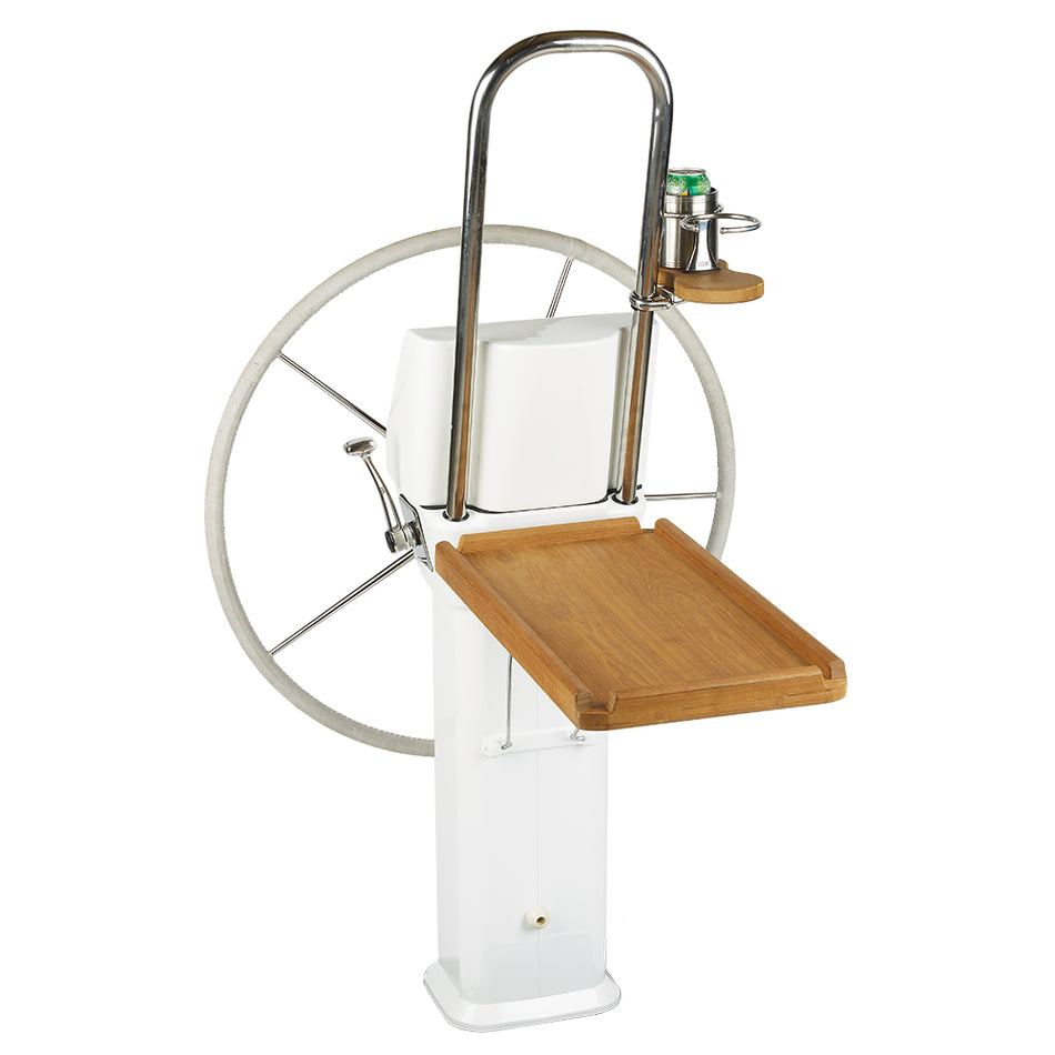 Edson Marine - Luncheon Table - Teak Fold Down, Edson Vision Series, Console Pedestal — Quality Boat Parts
