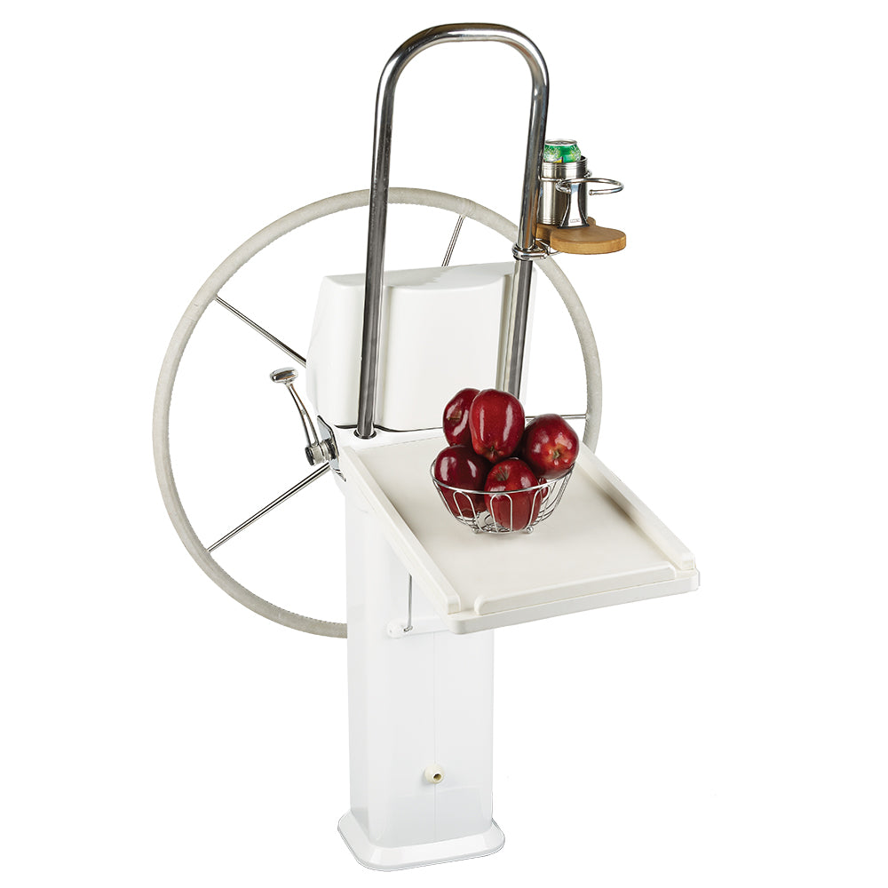 Edson Marine - Luncheon Table - White Poly, Fold Down, Edson Vision Series, Console Pedestal — Quality Boat Parts