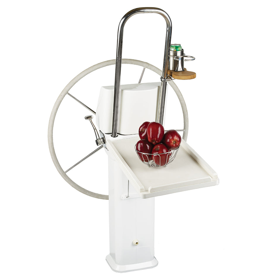 Edson Marine - Luncheon Table - White Poly, Fold Down, Edson Vision Series, Console Pedestal — Quality Boat Parts
