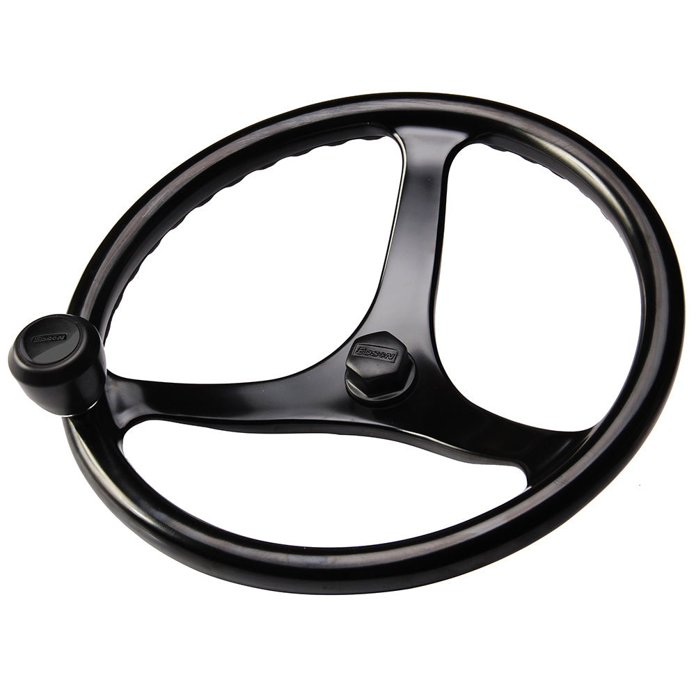 Edson Marine - "Special Ops" Power Wheel - Black, Black Nut & Knob — Quality Boat Parts