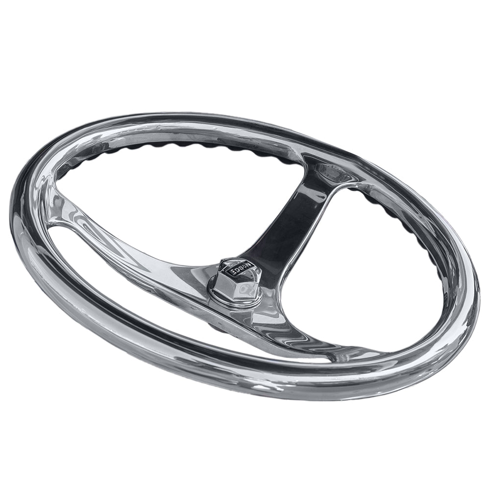 Edson Marine - Comfort Grip Power Wheel Steering Wheel - 13", Stainless Steel, Polished, Fits 3/4" Tapered Shaft — Quality Boat Parts