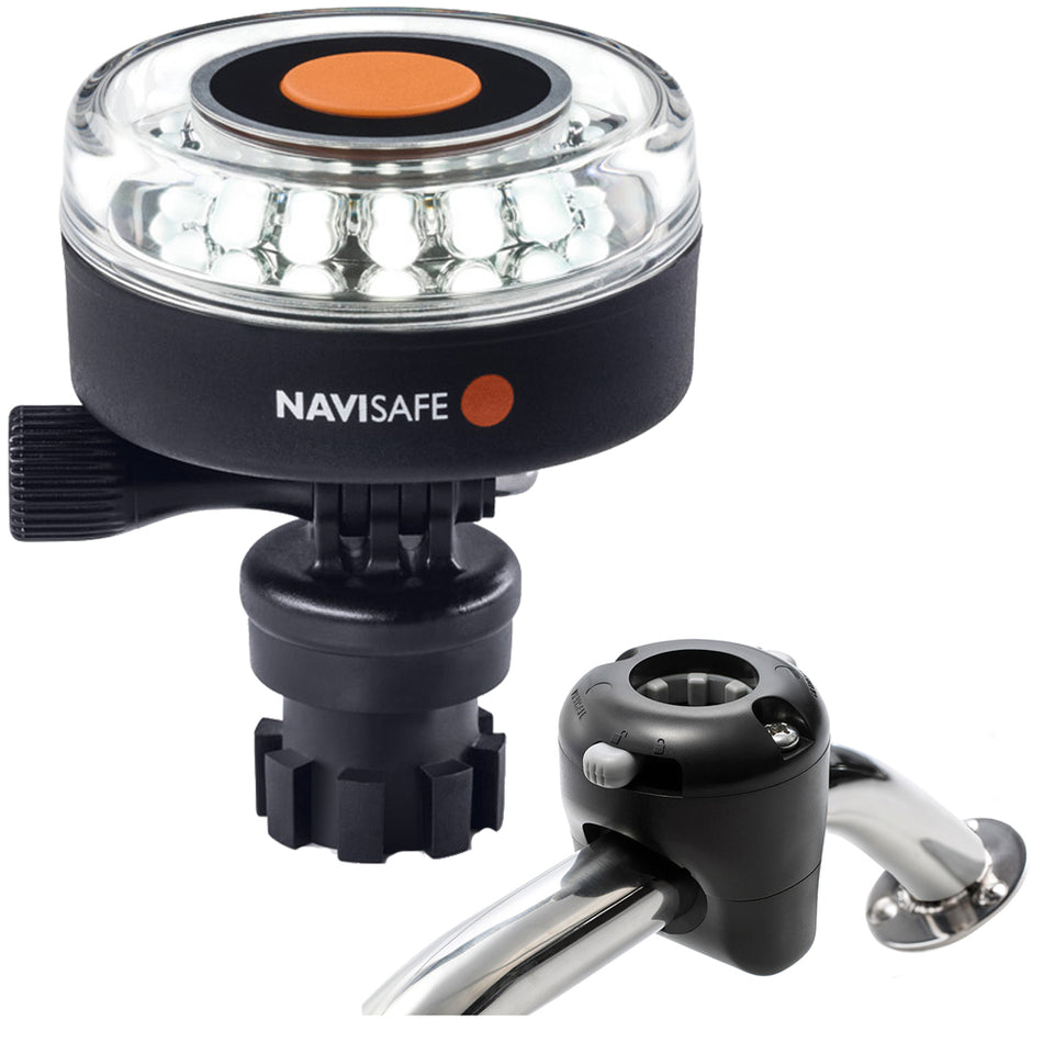 Navisafe - Navilight 360° - 2NM, White, w/Navimount Base & Rail Mount, Black — Quality Boat Parts