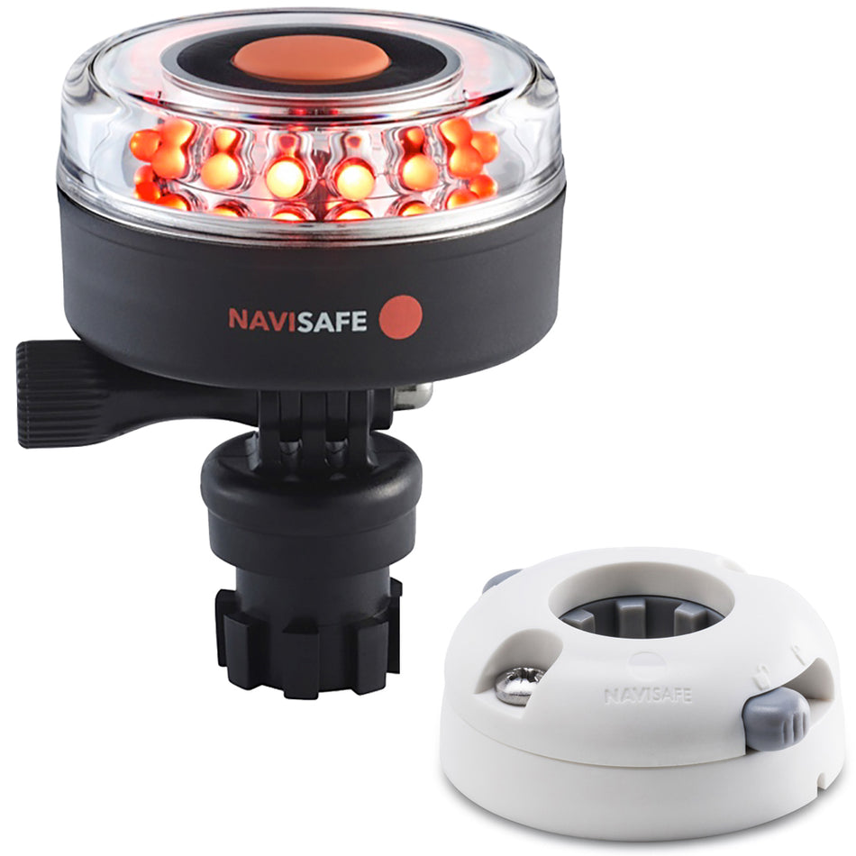 Navisafe - Navilight 360° - Red, 2NM, w/Navimount Base & Horizontal Mount, White — Quality Boat Parts