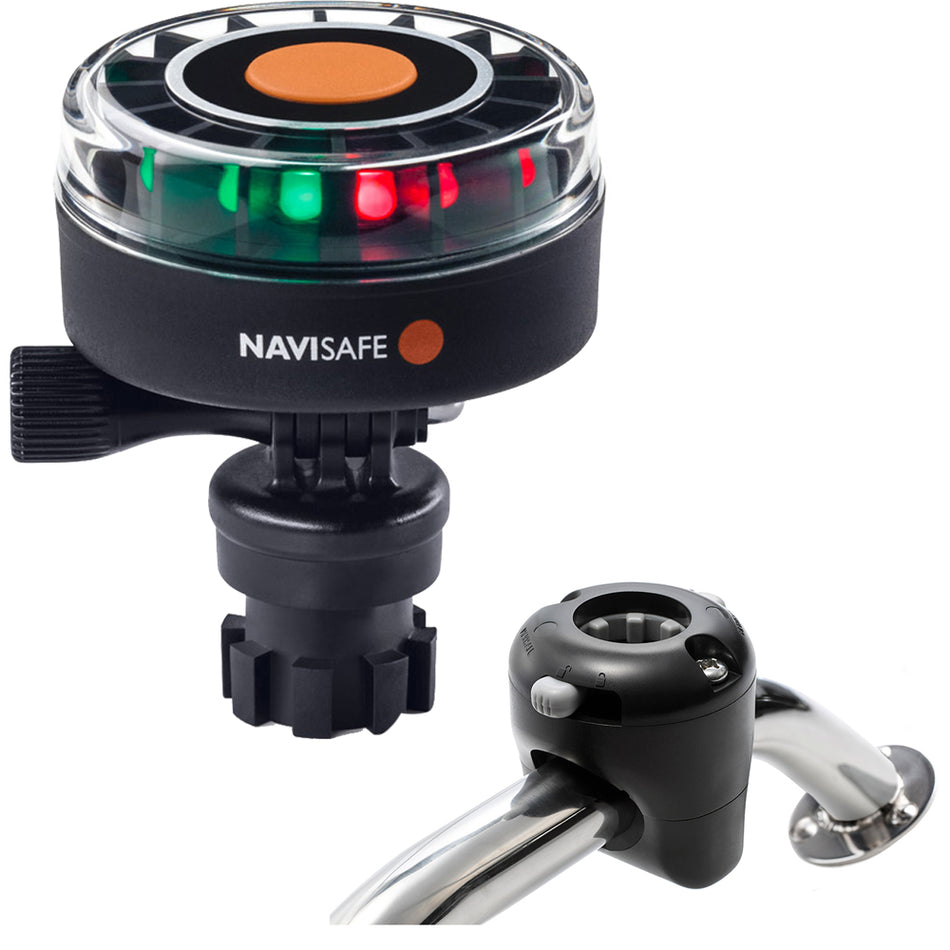 Navisafe - Navilight - 2NM, Tricolor, w/Navimount Base & Rail Mount, Black — Quality Boat Parts