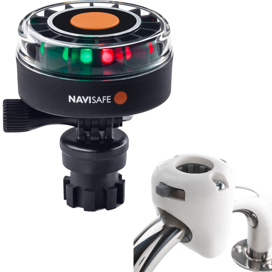 Navisafe - Navilight - 2NM, Tricolor, w/Navimount Base & Rail Mount, White — Quality Boat Parts