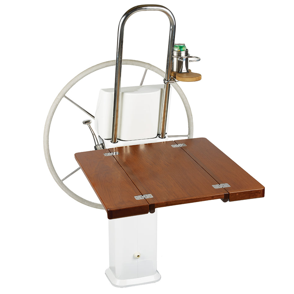 Edson Marine - Drop Leaf Table - Teak Fold Down, Vision Series, Console Pedestals — Quality Boat Parts