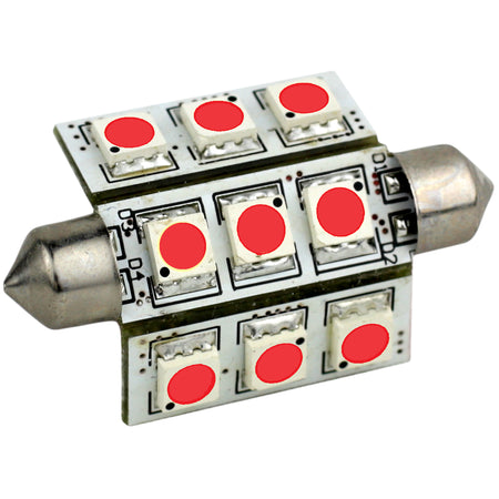 Lunasea - Light Pointed Festoon Replacement Bulb - 9 LED 42mm, Red — Quality Boat Parts