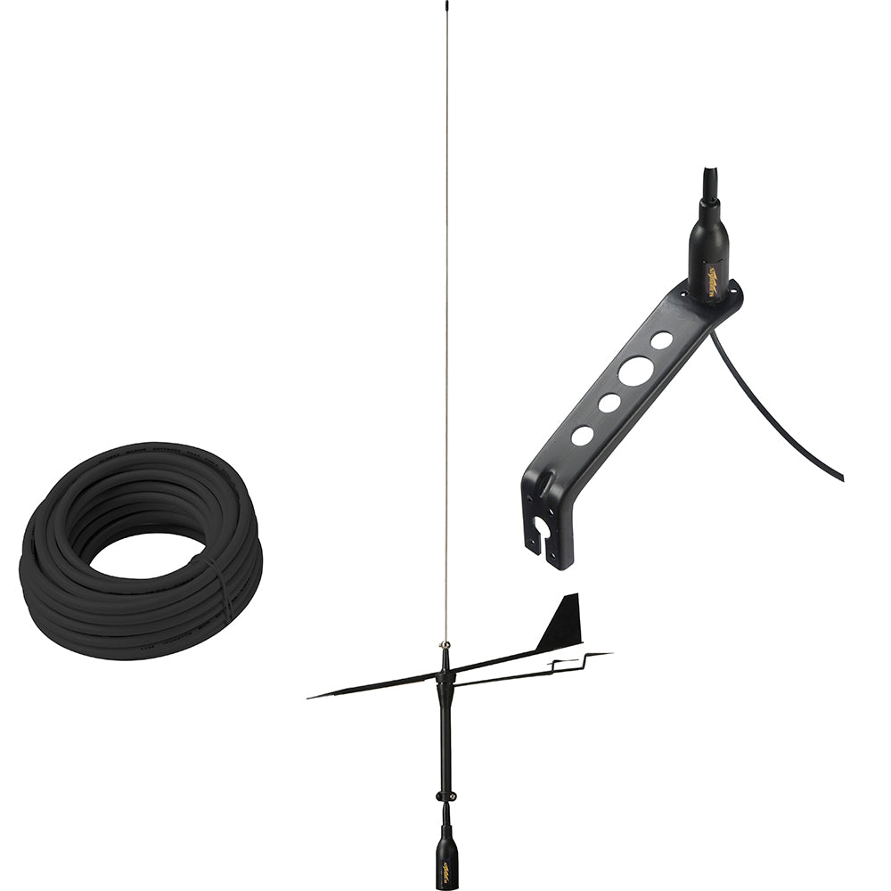 Glomex Marine Antennas - Black Swan VHF Antenna - With Wind Indicator, 66' Coax Cable — Quality Boat Parts