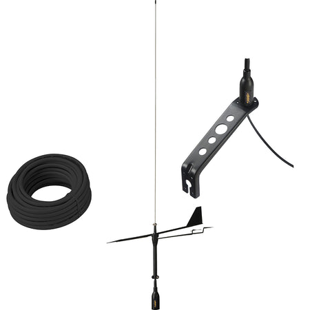 Glomex Marine Antennas - Black Swan VHF Antenna - With Wind Indicator, 66' Coax Cable — Quality Boat Parts