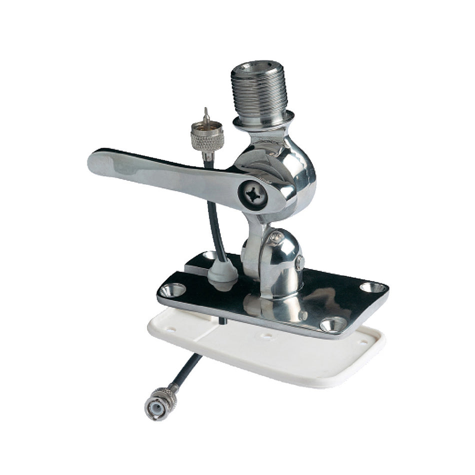 Glomex Marine Antennas - Low Profile 4-Way Stainless Steel Ratchet Mount — Quality Boat Parts