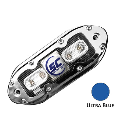 Shadow-Caster - SCM-4 LED Underwater Light w/ 20' Cable - Stainless Steel Housing, Ultra Blue — Quality Boat Parts