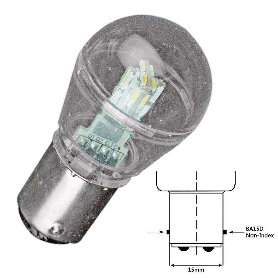 Lunasea - Bayonet LED Replacement Bulb - BA15D, 10-30VDC, 1W — Quality Boat Parts