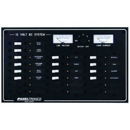 Paneltronics - Standard Breaker Panel & Meter - DC, 20 Position — Quality Boat Parts