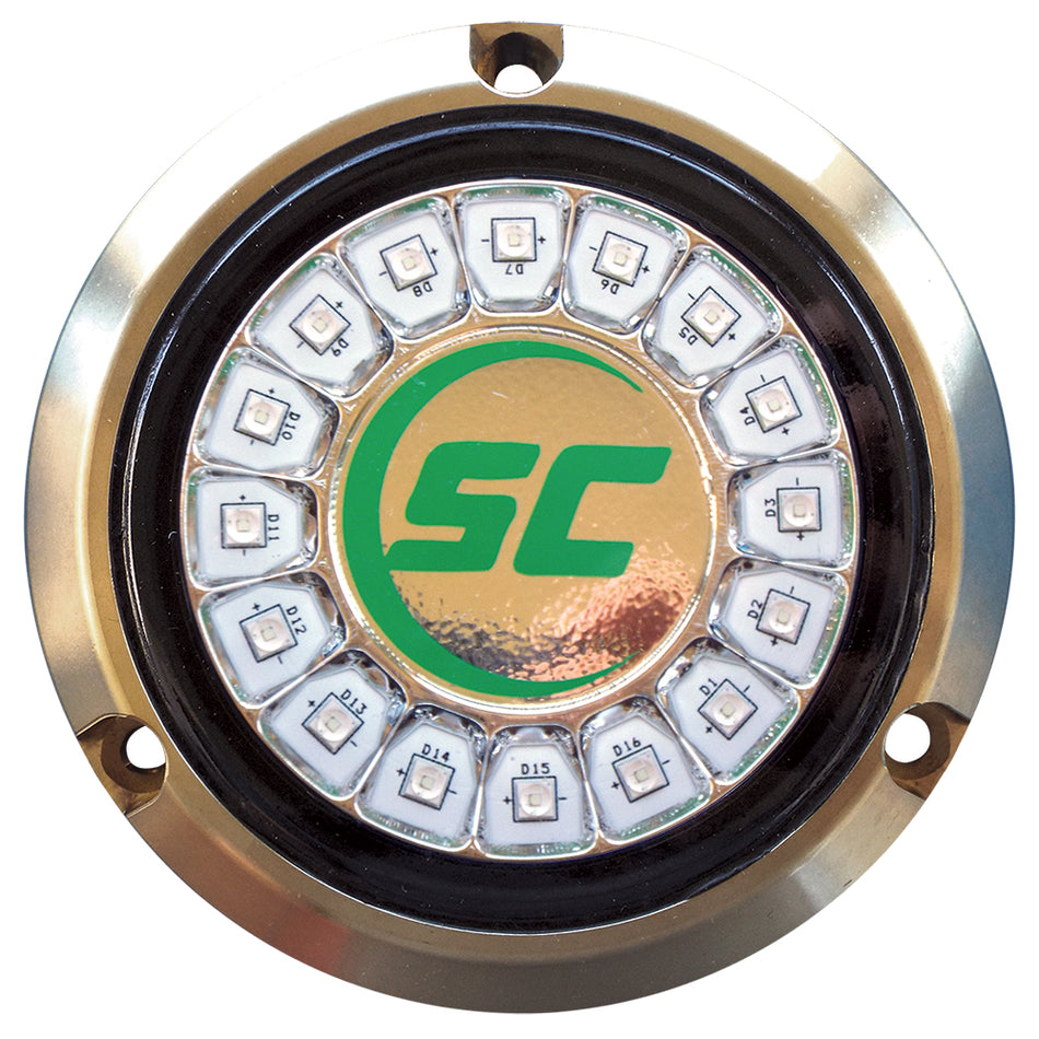 Shadow - Caster Aqua Green Single Color Underwater Light, 16 LEDs, Bronze — Quality Boat Parts