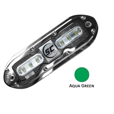 Shadow-Caster - SCM-6 LED Underwater Light - w/20' Cable, Stainless Steel Housing, Aqua Green — Quality Boat Parts