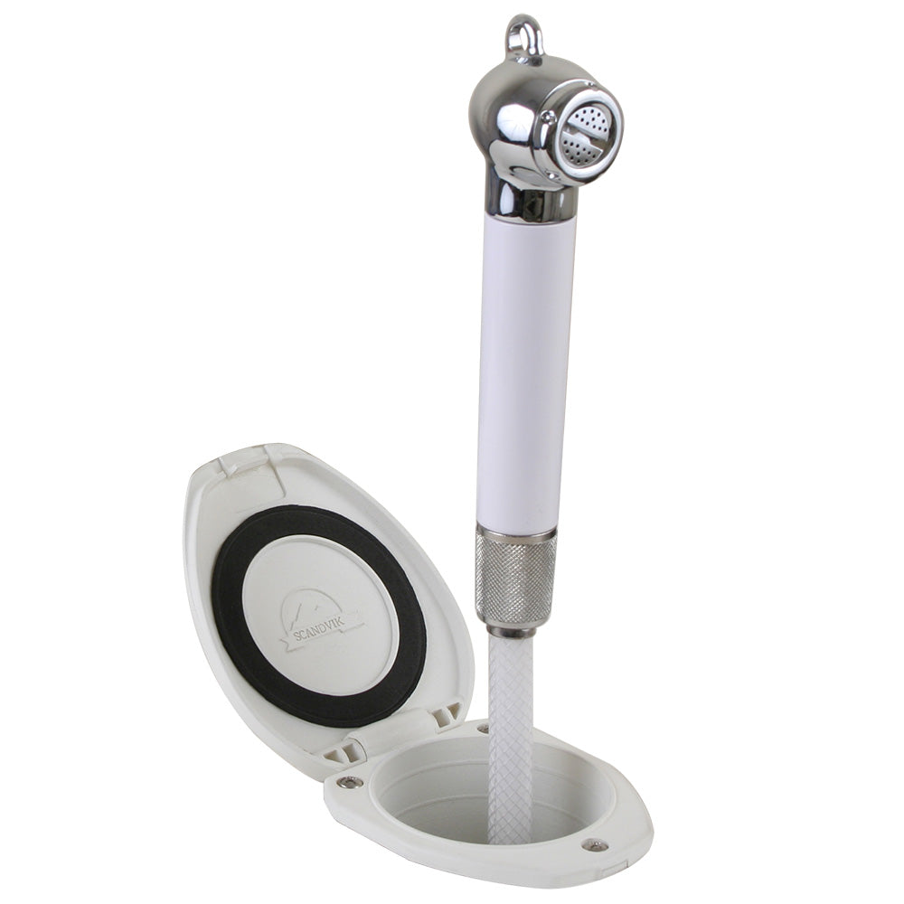 Scandvik - Recessed Shower - Push Button, With 6' White Hose — Quality Boat Parts