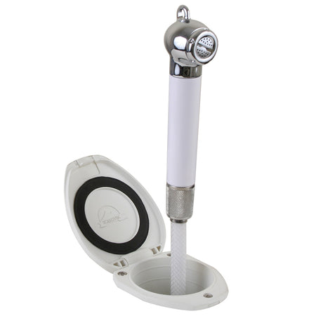 Scandvik - Recessed Shower - Push Button, With 6' White Hose — Quality Boat Parts