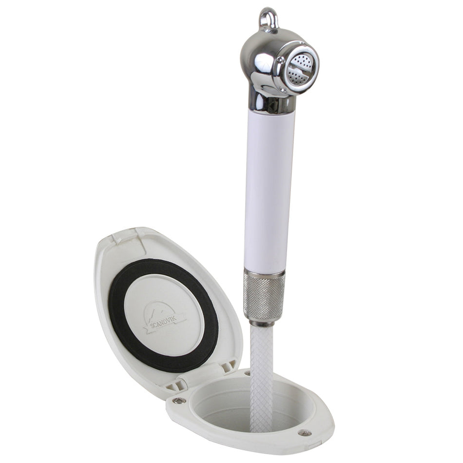 Scandvik - Recessed Shower - Push Button, With 6' White Hose — Quality Boat Parts