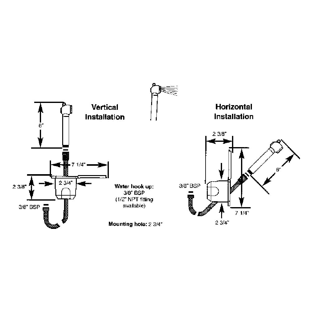 Scandvik - Recessed Shower - Push Button, With 6' White Hose — Quality Boat Parts