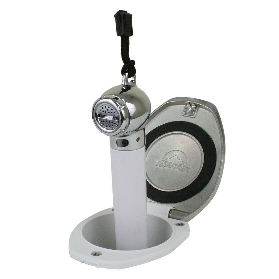 Scandvik - Recessed Transom Shower - Vertical/Horizontal Mount, 6' Hose, White, Stainless Steel — Quality Boat Parts