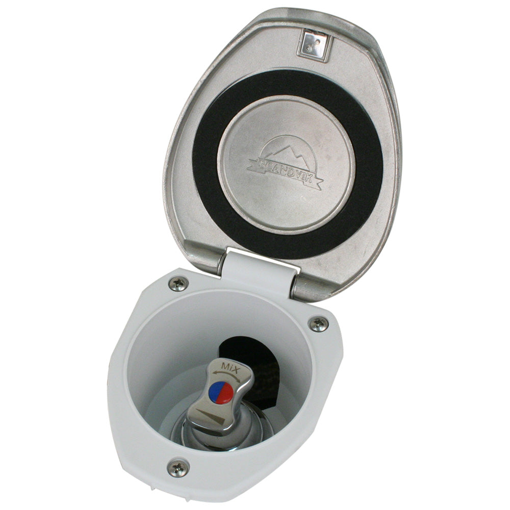 Scandvik - Recessed T-Handle Mixing Valve - Stainless Steel, With White Cup — Quality Boat Parts