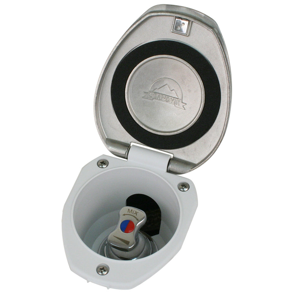 Scandvik - Recessed T-Handle Mixing Valve - Stainless Steel, With White Cup — Quality Boat Parts