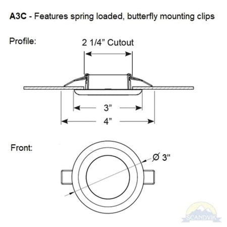 Scandvik - A3C Downlight Kit - Warm White w/ SS, White, & Black Trim Rings — Quality Boat Parts
