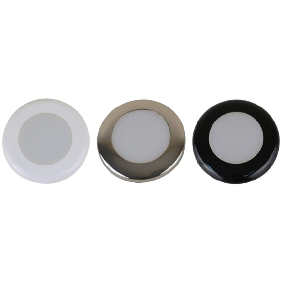 Scandvik - A3C Downlight Kit - Cool White w/ SS, White, & Black Trim Rings — Quality Boat Parts