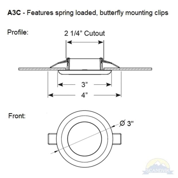 Scandvik - A3C Downlight Kit - Cool White w/ SS, White, & Black Trim Rings — Quality Boat Parts