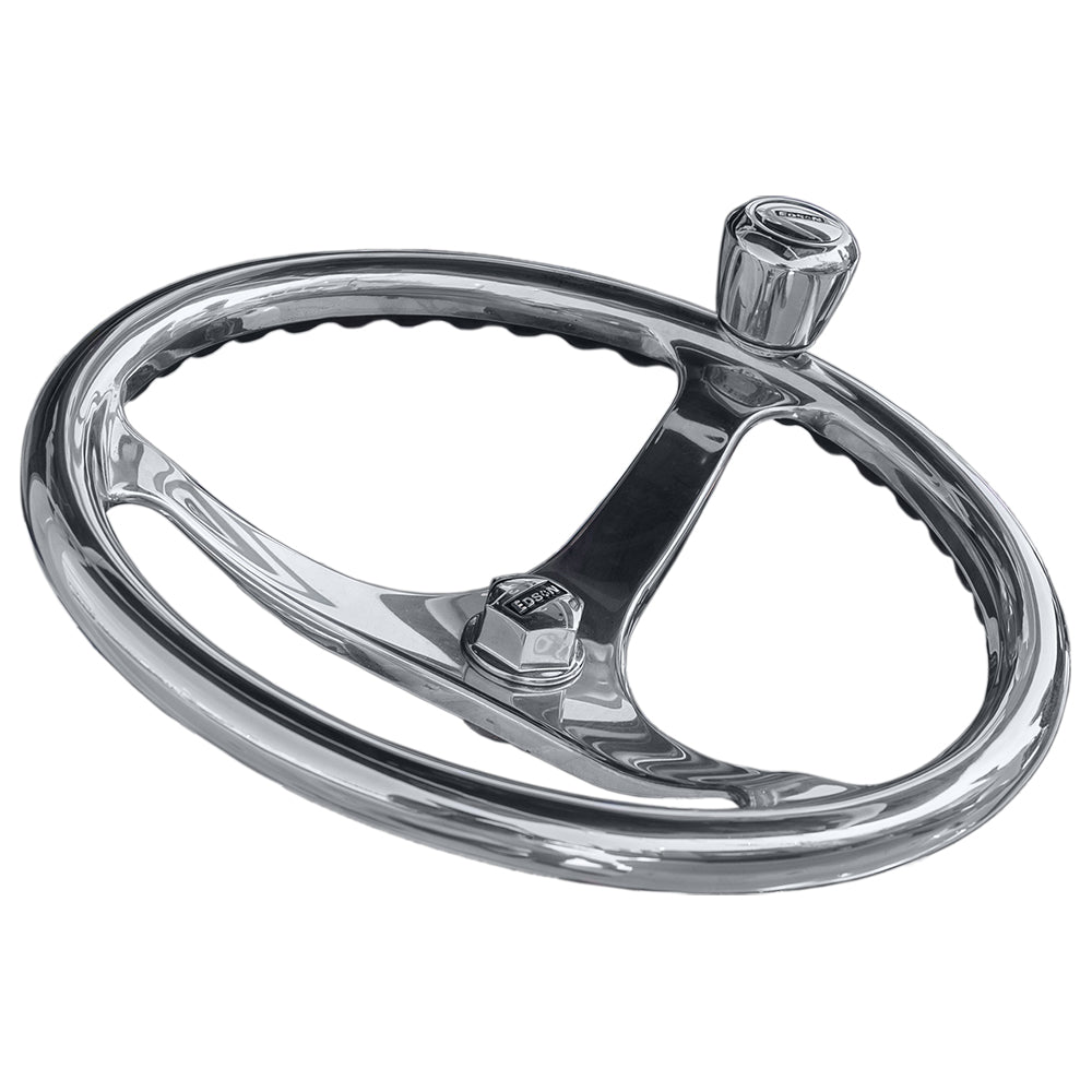 Edson Marine - Comfort Grip Powerwheel Steering Wheel - PowerKnob, Stainless Steel — Quality Boat Parts
