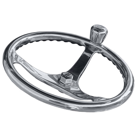 Edson Marine - Comfort Grip Powerwheel Steering Wheel - PowerKnob, Stainless Steel — Quality Boat Parts