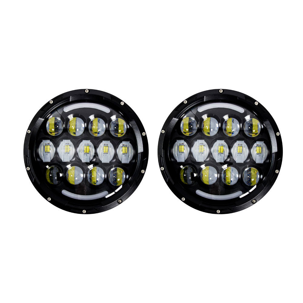 HEISE - LED Light - Black Face & Partial Halo, 21 LED, 7", 105W, 3000Lm, 6500K — Quality Boat Parts